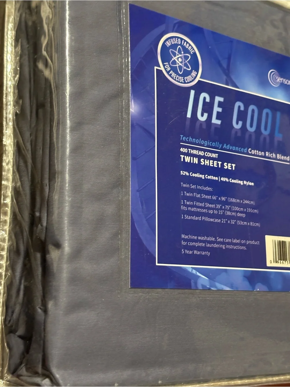 Ice Cool 400 thread count twin sheet set cotton rich blend navy blue, BNWT